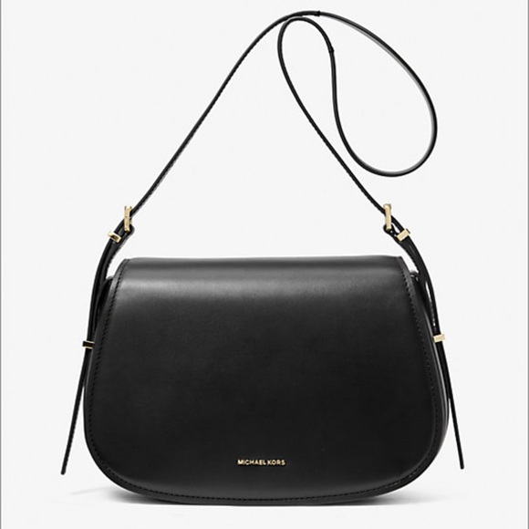 NWT MICHAEL Michael Kors Black Shoulder Bag with Gold Accents - Picture 1 of 4